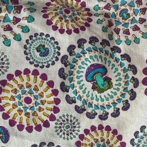 Cream Mini Skirt with Teal & Purple Mushroom Motif